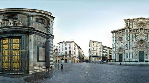 Vista de la Catedral y el baptisterio de Florencia