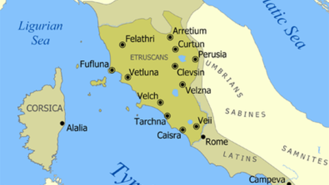 Mapa de la civilización etrusca