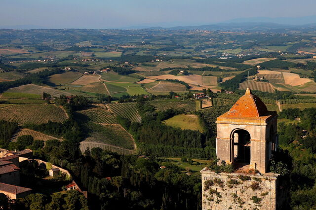 Vistas sobre la campiña que rodea San Gimignano