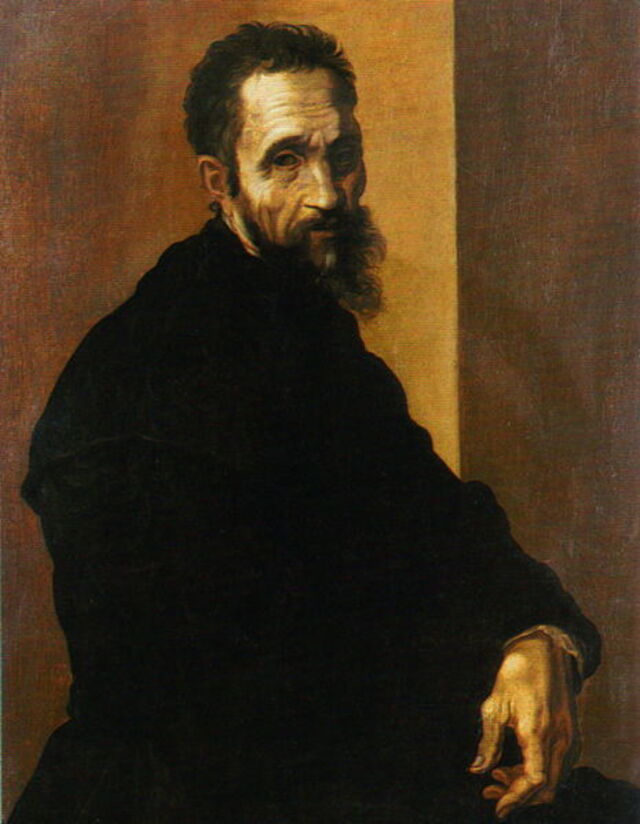 Retrato de Michelangelo por Jacopino de Conte