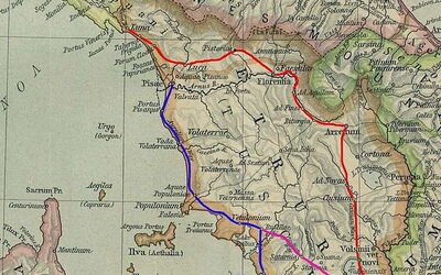 Vía clodia marcado en línea rosa