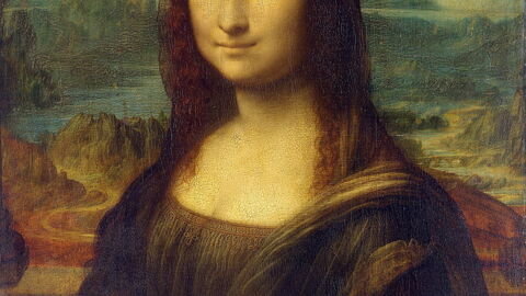 Detalle de la Mona Lisa con Ponte Buriano al fondo