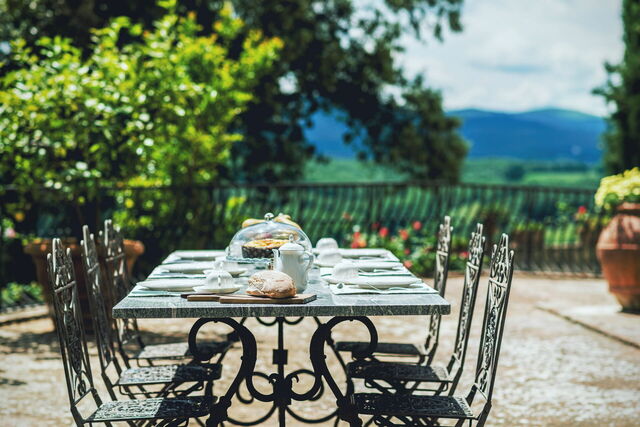 Villa Staggia, cena al aire libre