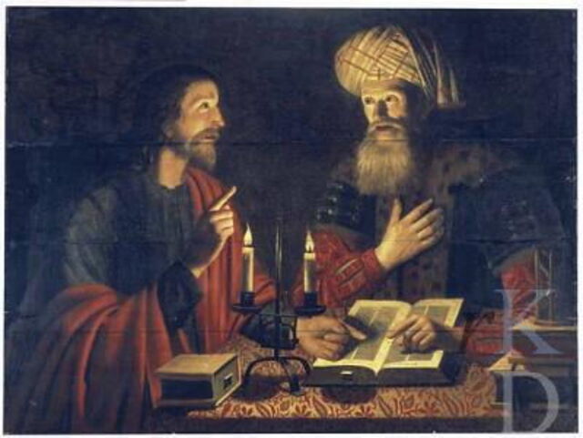 Cuadro de Jesús y Nicodemo