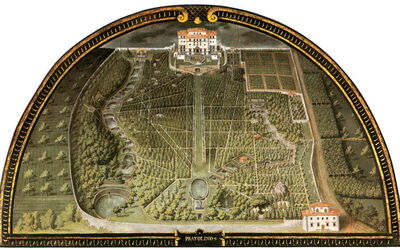 Jardín renacentista en Villa Demidoff por Giusto Utens