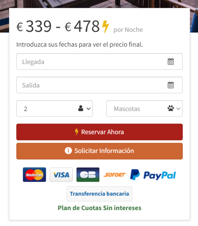 Plan de pago a plazos en el Buzón de Reservas