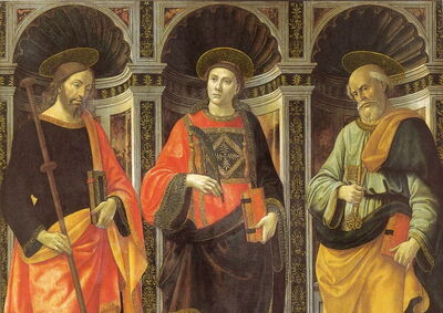 San Esteban entre San Jaime y San Pedro, Ghirlandaio