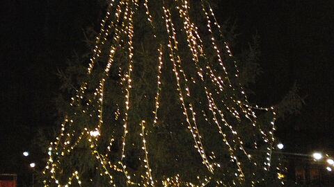 árbol iluminado de navidad en la toscana
