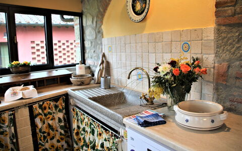 Mulino a Montegonzi Di Rimaggio: Mostrador, Propiedad, Planta, Gabinetes, Ventana, Cocina, Lavabo, Diseño De Interiores, Suelo, Fregadero