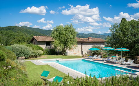 Podere Schignano: Planta, Nube, Agua, Cielo, Mueble, Edificio, Piscina, Verde, Árbol, Arquitectura