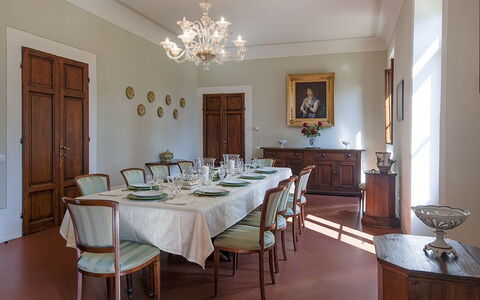 Villa Le Volte: Habitación, Propiedad, Comedor, Mueble, Diseño De Interiores, Edificio, Mesa, Techo, Bienes Raíces, Casa