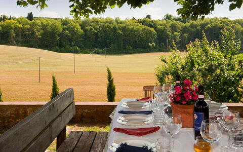 Villa Le Caggia: Propiedad, Árbol, Hierba, Mesa, Paisaje, Césped, Bienes Raíces, Patio Interior, Jardín, Casa