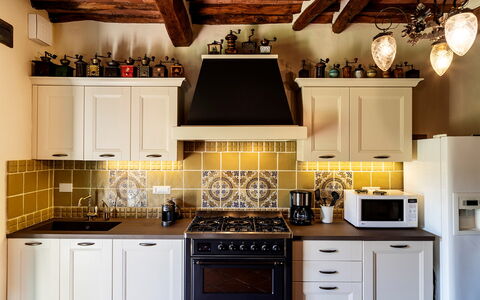 Villa Roncovisi: Mostrador, Gabinetes, Cocina, Habitación, Mueble, Propiedad, Diseño De Interiores, Techo, Encendiendo, Estufa De Cocina