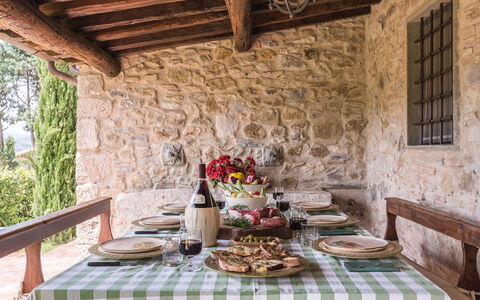 Villa Dell'angelo: Propiedad, Habitación, Diseño De Interiores, Mesa, Edificio, Mueble, Casa, Desayuno, Comedor, Cabaña