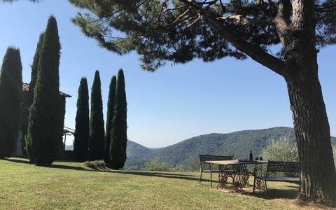 Compignano Barn: Árbol, Cielo, Hierba, Planta, Paisaje, Parque Nacional, Klippe, Turismo, Montaña, Colina