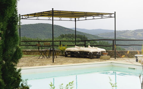 Villa San Leo: Cielo, Planta, Propiedad, Agua, Mueble, Sombra, Mueble Para Exteriores, Piscina, El Terreno Del Lote, Montaña