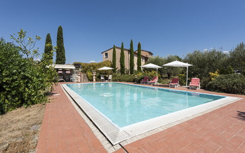 Villa Cevoli: Agua, Planta, Piscina, Cielo, Árbol, Rectángulo, Silla, Ocio, Sombra, Material Compuesto