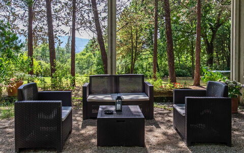 Villa Pania: Planta, Mueble, Mesa, Madera, Mueble Para Exteriores, Sombra, Árbol, Sala, Cielo, Sofá