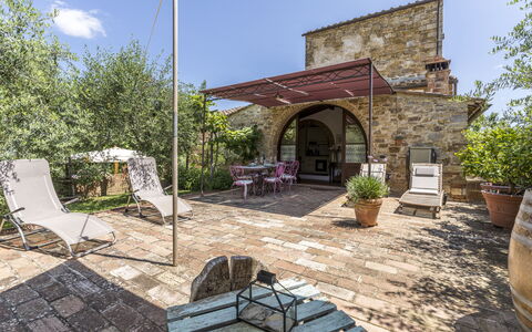 Casa Anita - Castellina In Chianti - Granaio, Tosc: Planta, Cielo, Propiedad, Maceta, Arquitectura, Nube, Mueble Para Exteriores, Planta De Casa, Silla, Sombra