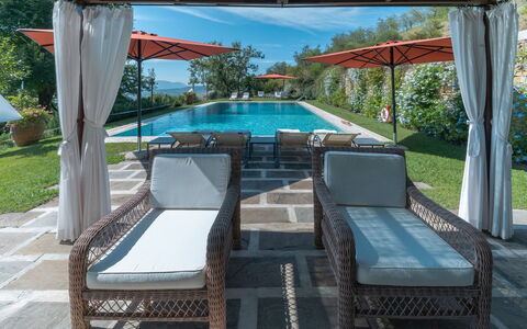 Villa Marlia: Planta, Propiedad, Agua, Sombra, Cielo, Mueble Para Exteriores, Diseño De Interiores, Ocio, Árbol, Edificio