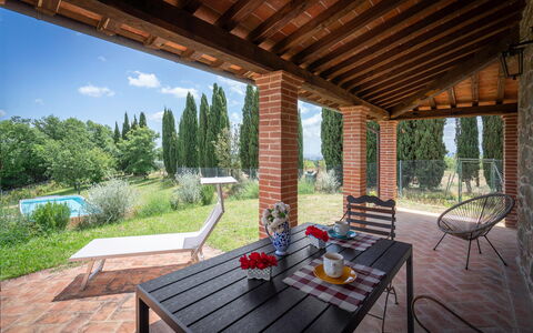 Vineyard’s Cottage With Pool, Ac, Wifi - Siena: Planta, Propiedad, Mesa, Cielo, Madera, Maceta, Edificio, Sombra, Diseño De Interiores, Porche