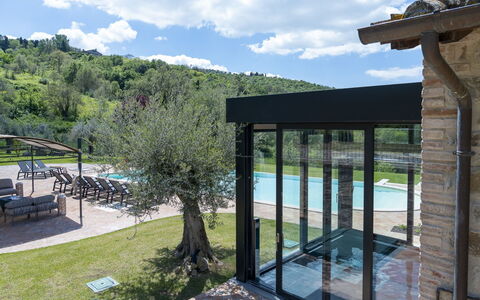 Villa Trasimena: Piscina, Sombra, Eco Hotel, Recurso, Paisajismo, Inmuebles, Mueble Para Exteriores, Jardín, Estructura Al Aire Libre, Patio Interior