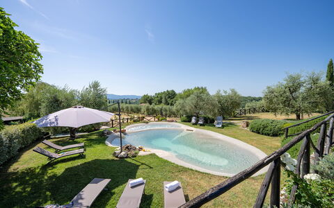 Villa Elsa di Bibbiano Pool, Sauna and View: Jardín, Césped, Prado, Inmuebles, Paisajismo, Yarda, Piscina, Patio Interior, Hacienda, Parque