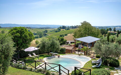 Villa Elsa di Bibbiano Pool, Sauna and View: Piscina, Jardín, Tienda, Paisajismo, Patio Interior, Paraguas, Mueble Para Exteriores, Yarda, Pabellón, Césped