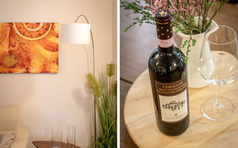 San Cristofano Blu Apartment Santa Croce, Florence: Botella, Vino, Barware, Botella De Vidrio, Vaso, Botella De Vino, Drinkware