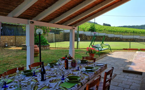 Villa Adriana: Mueble, Silla, Sombra, Cocina Y Comedor Mesa, Maceta, Mueble Para Exteriores, Estructura Al Aire Libre, Mesa Al Aire Libre, Planta De Casa, Patio Interior