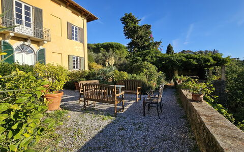 Villa Il Torrazzo, Vista Mare, Massarosa: Vegetación, Arbusto, El Terreno Del Lote, Casa, Cobertura Del Suelo, Jardín, Inmuebles, Primavera, Cabaña, Paisajismo