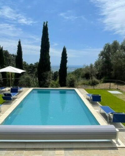 Villa Il Torrazzo, Vista Mare, Massarosa: Azul, Piscina, Material Compuesto, Mueble Para Exteriores, Ocio, Sombra, Jardín, Paisajismo, Inmuebles, Recurso