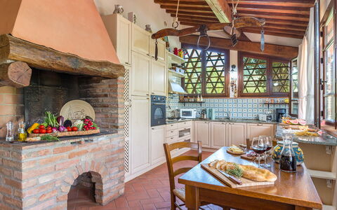 Villa Gino 8+2: Mueble, Silla, Ladrillo, Cocina Y Comedor Mesa, Planta De Casa, Casa De Campo, Villa, Diseño, Recurso, Cocina