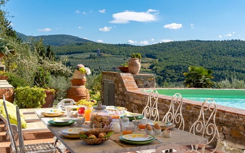 Torre al Poggio 8: Mueble, Mesa, Silla, Cocina Y Comedor Mesa, Mueble Para Exteriores, Mesa Al Aire Libre, Maceta, Manteles, Jardín, Planta De Casa