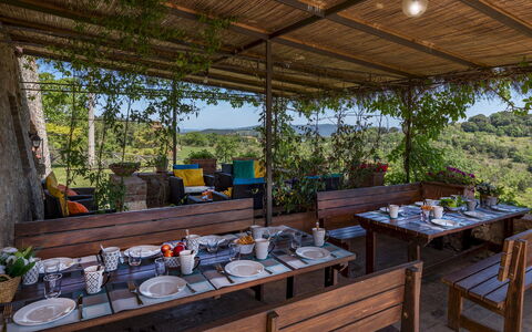 Podere San Ansano 14+2: Mueble, Mesa, Restaurante, Mueble Para Exteriores, Mesa Al Aire Libre, Silla, Cocina Y Comedor Mesa, Eco Hotel, Comida, Sombra