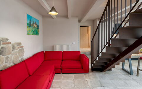 Terrazza sulla Valle 4+2: Mueble, Diseño De Interiores, Piso, Sofá, Pared, Suelo, Madera, Sala, Habitación, Departamento