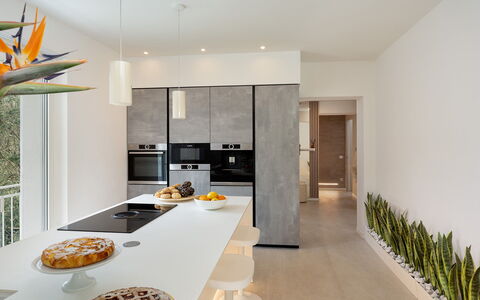 Villa Lunezia 6: Mueble, Diseño De Interiores, Piso, Pared, Suelo, Cocina, Mostrador, Madera, Techo, Casa