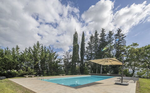 Casa Clara Pool, Casole Elsa, Monti: Azul, Piscina, Sombra, Jardín, Paisajismo, Hojas Perennes, Alerce, Eco Hotel