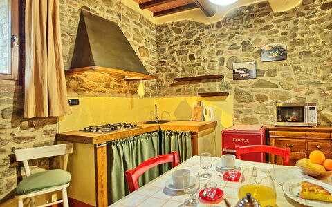 Podere Orietta: Habitación, Propiedad, Diseño De Interiores, Amarillo, Edificio, Pared, Mueble, Mostrador, Papel Pintado, Cocina