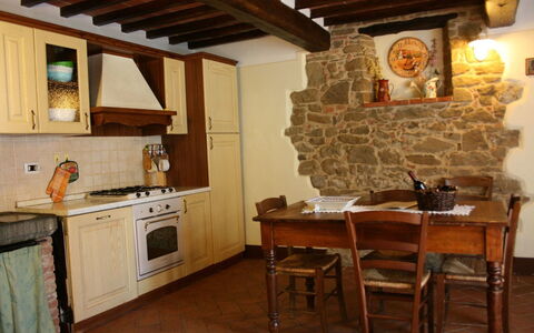 Podere della Crocchia: Habitación, Propiedad, Mostrador, Mueble, Edificio, Suelo, Diseño De Interiores, Cocina, Madera Dura, Albañileria Horno