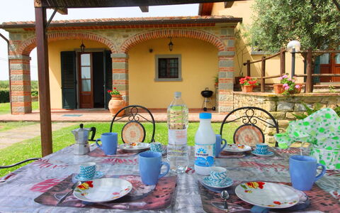 Podere Marcigliano: Vajilla, Mesa, Propiedad, Mueble, Planta, Vajilla, Edificio, Silla, Azur, Drinkware