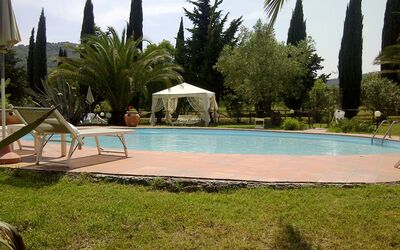 Suvereto: Piscina, Propiedad, Recurso, Vacaciones, Palmera, Árbol, Hierba, Ocio, Bienes Raíces, Casa